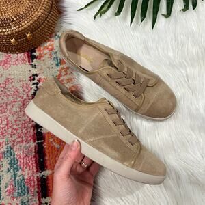 Vionic Neutral Beige Tan Minimalist Casual Leather Suede Low Top Sneaker 8.5